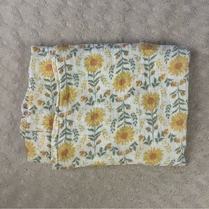 Chickpea Sunflower Baby Swaddle Blanket Yellow Orange White Green Floral Muslin